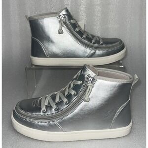 Billy Footwear Haring Silver High Top Zip Up Fashion‎ Sneakers Girls Size 5 NEW